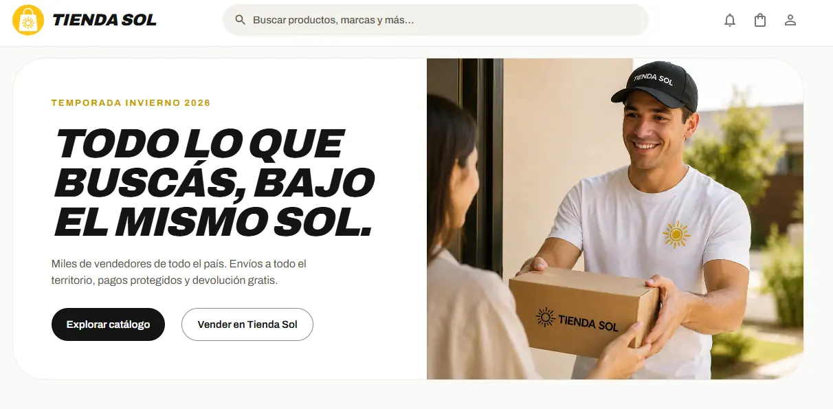 Página principal de una tienda online con presentación y productos destacados