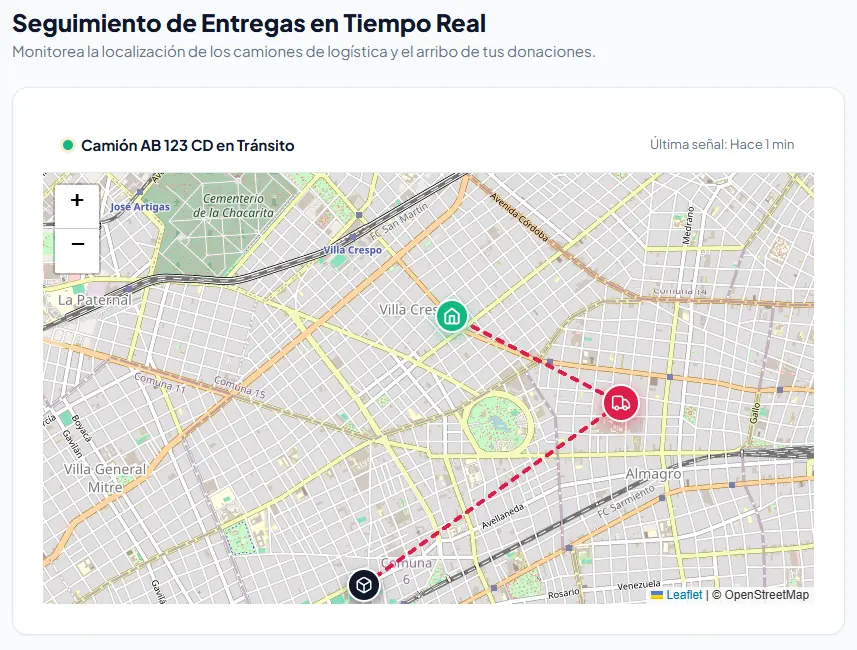 Sistema de seguimiento de entregas con mapa, recorrido y estado en tiempo real
